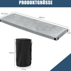 Isomatte Camping Campingmatratze aus Memory-Schaum leichte Schlafmatte mit Flanellbezug 183 x 62,5 x 6,5 cm