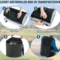 Isomatte Camping Campingmatratze aus Memory-Schaum leichte Schlafmatte mit Flanellbezug 183 x 62,5 x 6,5 cm