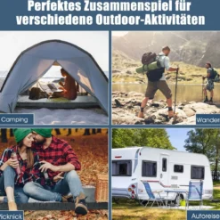 Isomatte Camping Campingmatratze aus Memory-Schaum leichte Schlafmatte mit Flanellbezug 183 x 62,5 x 6,5 cm