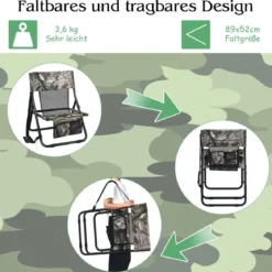 Jagdstuhl Campingstuhl Klappstuhl Faltbarer Unauffälliger Truthahn-Jagdstuhl 52x49x70 cm Tarnfarben