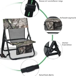Jagdstuhl Campingstuhl Klappstuhl Faltbarer Unauffälliger Truthahn-Jagdstuhl 52x49x70 cm Tarnfarben