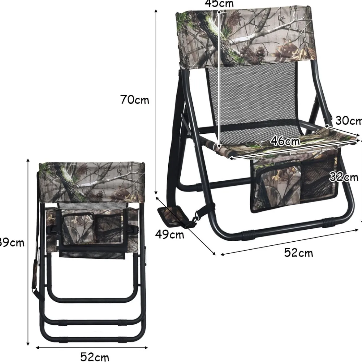 Jagdstuhl Campingstuhl Klappstuhl Faltbarer Unauffälliger Truthahn-Jagdstuhl 52x49x70 cm Tarnfarben