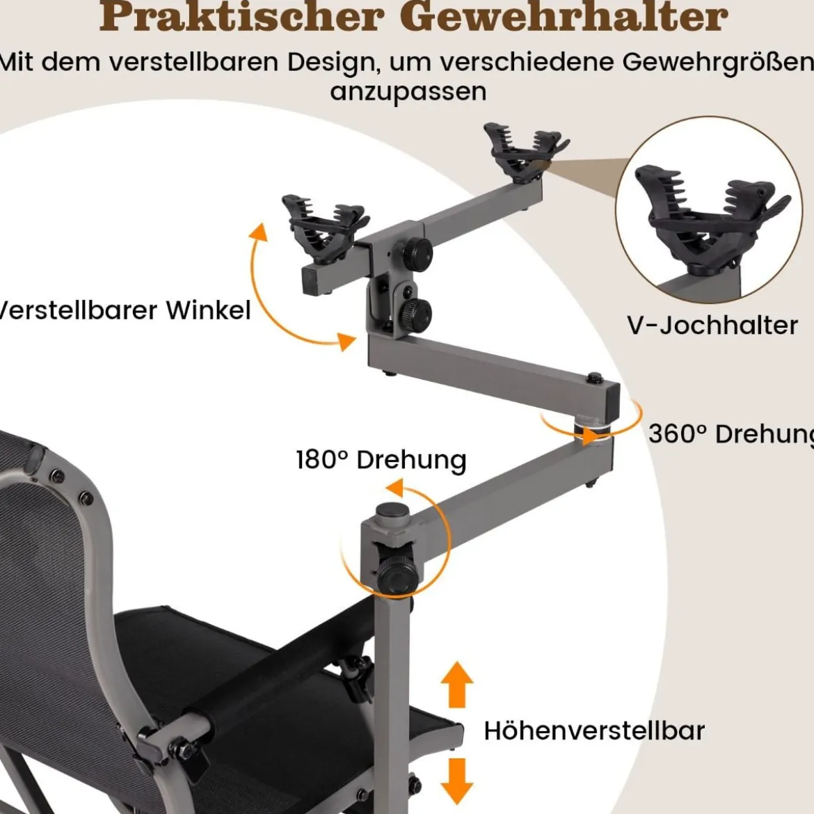 Jagdstuhl 360° drehbarer Schießstuhl mit verstellbaren Beinen 62 x 62 x 102 cm
