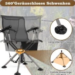 Jagdstuhl 360° drehbarer Schießstuhl mit verstellbaren Beinen 62 x 62 x 102 cm