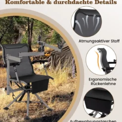 Jagdstuhl 360° drehbarer Schießstuhl mit verstellbaren Beinen 62 x 62 x 102 cm
