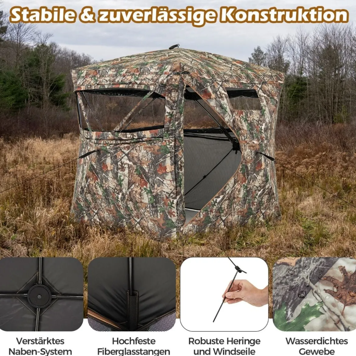 Jagdversteck für 2–3 Personen 360° durchsichtiges Jägerzelt für die Hirsch- und Wildschweinjagd