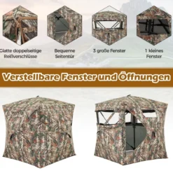 Jagdversteck für 2–3 Personen 360° durchsichtiges Jägerzelt für die Hirsch- und Wildschweinjagd