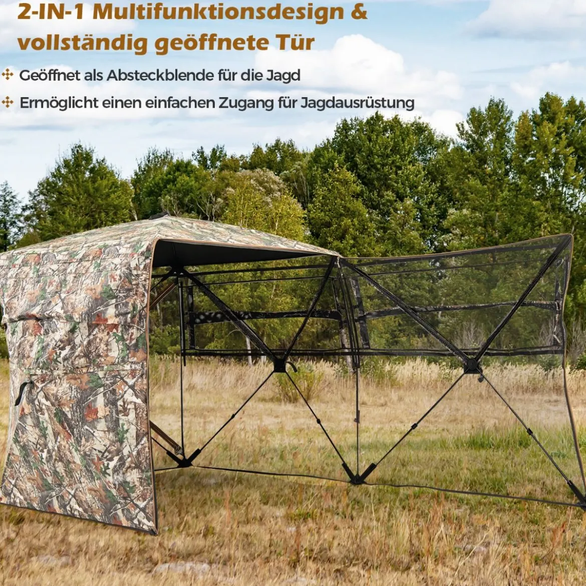Jagdversteck für 2–3 Personen 360° durchsichtiges Jägerzelt für die Hirsch- und Wildschweinjagd
