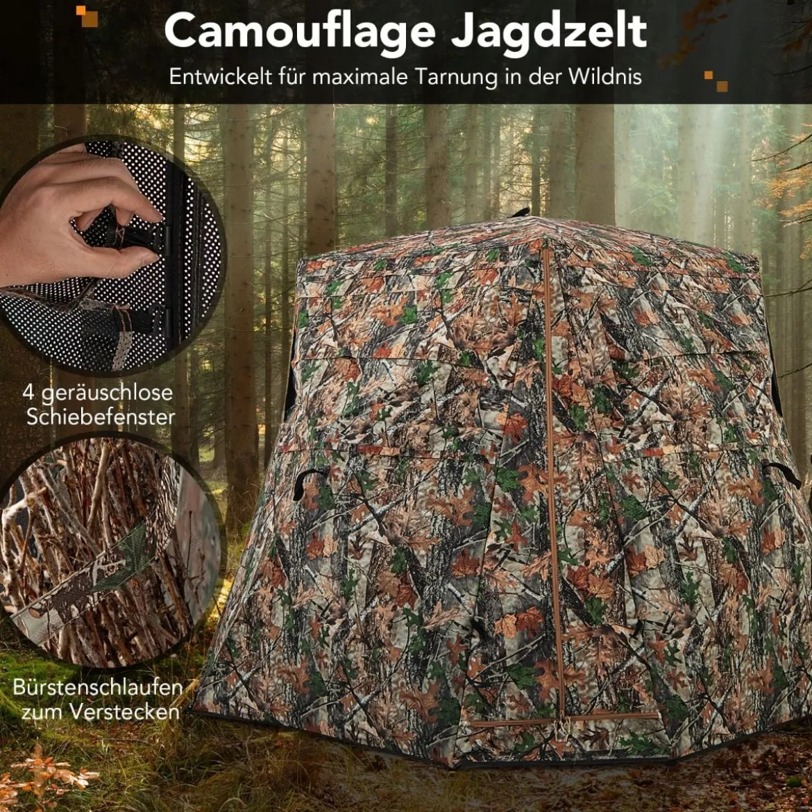 Jagdzelt für 2–3 Personen 360° durchsichtiges Tarnzelt für die Hirsch- und Wildschweinjagd