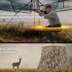 Jagdzelt für 2–3 Personen 360° durchsichtiges Tarnzelt für die Hirsch- und Wildschweinjagd