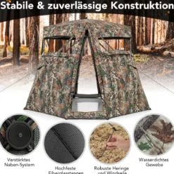 Jagdzelt für 2–3 Personen 360° durchsichtiges Tarnzelt für die Hirsch- und Wildschweinjagd