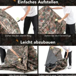 Jagdzelt für 2–3 Personen 360° durchsichtiges Tarnzelt für die Hirsch- und Wildschweinjagd