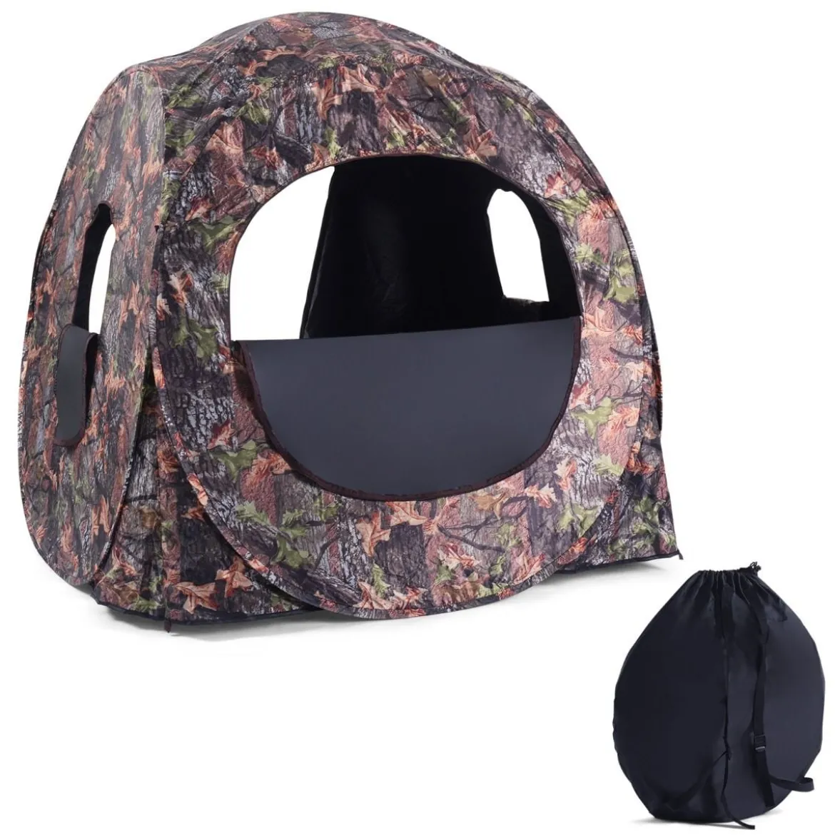 Jagdzelt Pop Up Design mit 360°-Weitsicht & Tragetasche & Spanngurten für 2 Personen