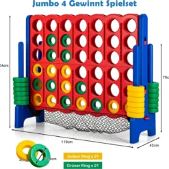 Jumbo 4-Gewinnt-Set 119 cm großes Vier-Gewinnt Spiel für Kinder Blau