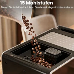 Kaffeevollautomat mit Mahlwerk & Milchbehälter Kaffeemaschine mit Automatischer Reinigung
