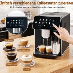 Kaffeevollautomat mit Mahlwerk & Milchbehälter Kaffeemaschine mit Automatischer Reinigung