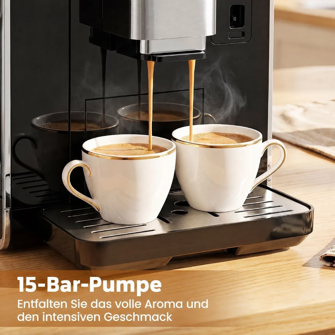 Kaffeevollautomat mit Mahlwerk & Milchbehälter Kaffeemaschine mit Automatischer Reinigung
