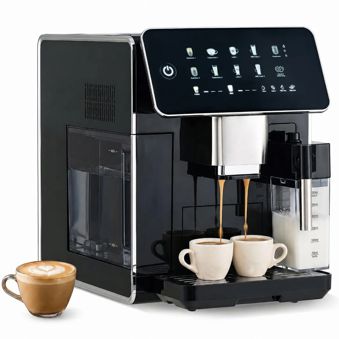 Kaffeevollautomat mit Mahlwerk & Milchbehälter Kaffeemaschine mit Automatischer Reinigung
