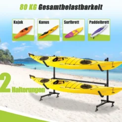 Kajak Halterung Kajak Aufbewahrungsregal Kajakständer für Kajaks SUP Kanus 80 kg Tragkraft Schwarz