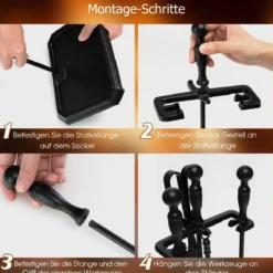 Kaminbesteck Set Holzofen Kaminzubehör mit Zange Handfeger Schaufel Schürhaken Ständer Kamingarnitur