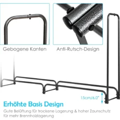 Kaminholzregal Aussen Metall 153 x 35,5 x 122,5 cm Brennholzregal mit wasserdichter Abdeckung