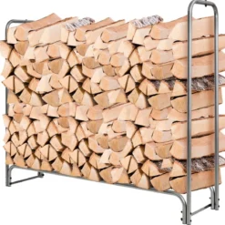 Kaminholzregal Aussen Metall 153 x 35,5 x 122,5 cm Brennholzregal mit wasserdichter Abdeckung