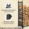 Kaminholzregal großer Kaminholzständer aus Metall Feuerholzregal 121 x 38 x 117 cm Schwarz