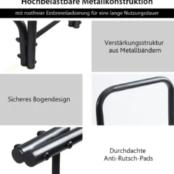 Kaminholzregal Kaminholzständer aus Metall mit Griffe & Sockel 250 x 36 x 122,5 cm Schwarz