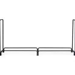 Kaminholzregal Kaminholzständer aus Metall mit Griffe & Sockel 250 x 36 x 122,5 cm Schwarz