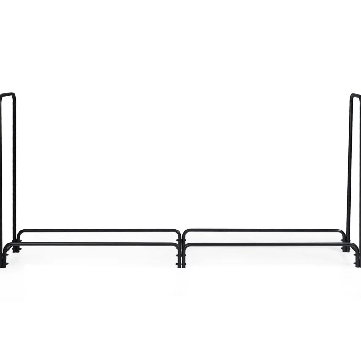 Kaminholzregal Kaminholzständer aus Metall mit Griffe & Sockel 250 x 36 x 122,5 cm Schwarz