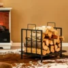 Kaminholzregal Metall bis 50kg belastbar Brennholzregal Feuerholzregal 46 x 31 x 46 cm Schwarz