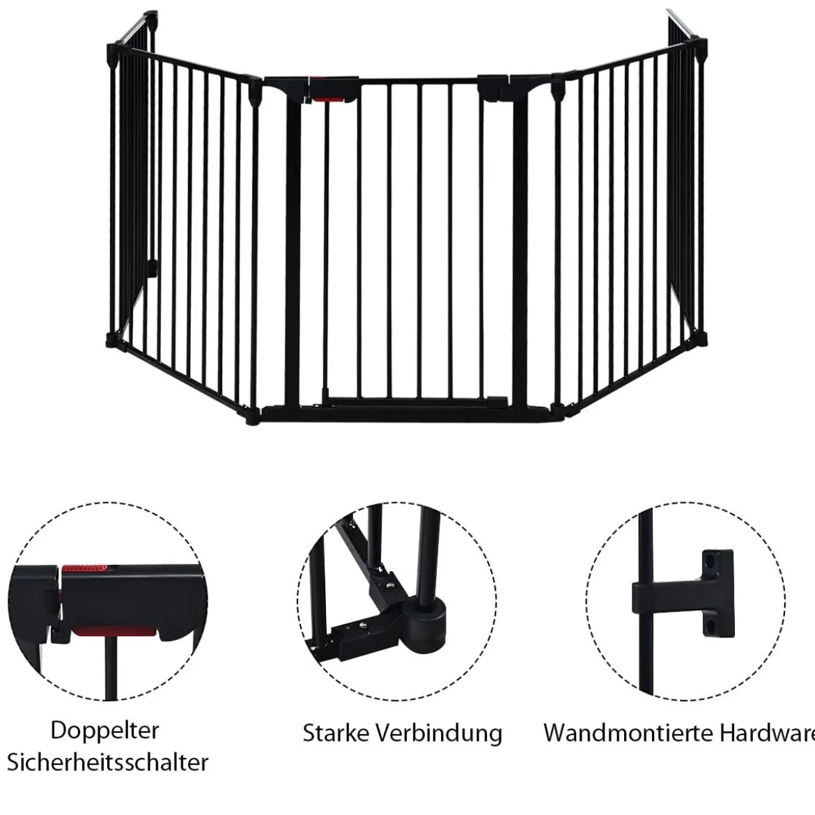 Kaminschutzgitter Metall 5 in 1 Absperrgitter Schutzgitter 58 x 74 cm Schwarz