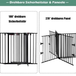 Kaminschutzgitter Metall 5 in 1 Absperrgitter Schutzgitter 58 x 74 cm Schwarz