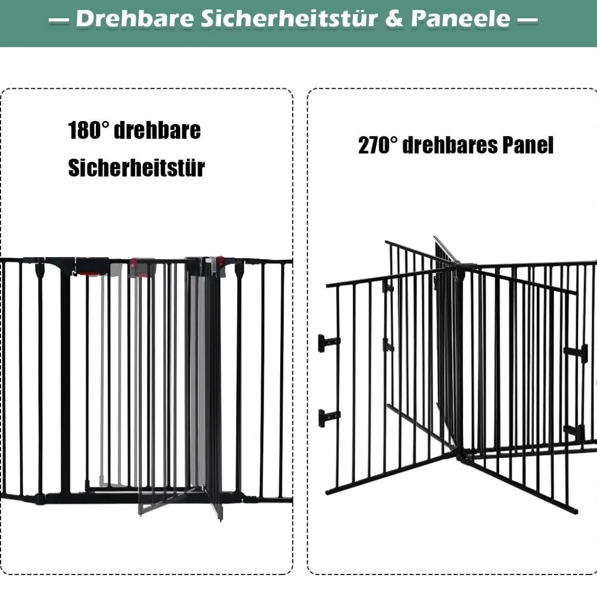 Kaminschutzgitter Metall 5 in 1 Absperrgitter Schutzgitter 58 x 74 cm Schwarz