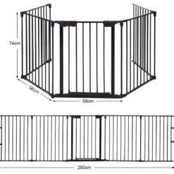 Kaminschutzgitter Metall 5 in 1 Absperrgitter Schutzgitter 58 x 74 cm Schwarz