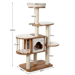 Katzenbaum Katzen Aktivitätsbaum Katzenkratzbaum Kletterbaum 68 x 48 x 142 cm Beige