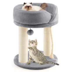 Katzenbaum Katzenkratzbaum mit Weicher Sitzfläche Sisalturm für Katzen Grau