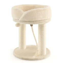Katzenbaum Katzenkratzbaum mit Weicher Sitzfläche Sisalturm für Katzen Beige