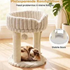 Katzenbaum Plüsch Kratzbaum mit Liegeplattform & Sisalstämmen Kletterturm 40 x 40 x 50,5 cm
