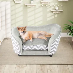 Katzenbett mit Weichem Gepolstertem Kissen & Waschbarem Bezug Hundesofa Katzensofa Grau