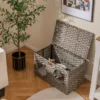 Katzenhaus aus PE-Rattan Klappbar Katzenbett mit abnehmbaren Kissen & abschließbarer Deckel 60 x 35 x 35 cm