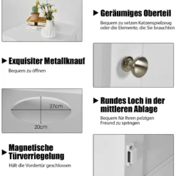 Katzenhaus 2 Ebene Katzenklo mit magnetischer Tür Kleintierhaus Holz Katzentoilette 60x50x90,5cm