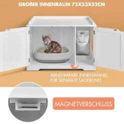 Katzenhaus Katzenhöhle mit Bett Geschlossene Katzentoilette mit Eingang Weiß