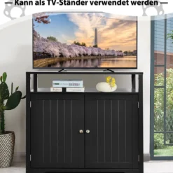 Katzenhaus Katzenklo Schrank Katzenhöhle mit Eingang Bettund Ablage Katzentoilette Haustierbox Schwarz