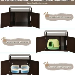 Katzenhaus Katzenklo Schrank Katzenhöhle mit Eingang Bettund Ablage Katzentoilette Haustierbox Braun