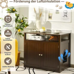 Katzenhaus Katzenklo Schrank Katzenhöhle mit Eingang Bettund Ablage Katzentoilette Haustierbox Braun