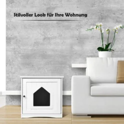 Katzenhaus Kleintierhaus Holz Katzenschrank Haustier Haus 51 x 49 x 47cm Weiß