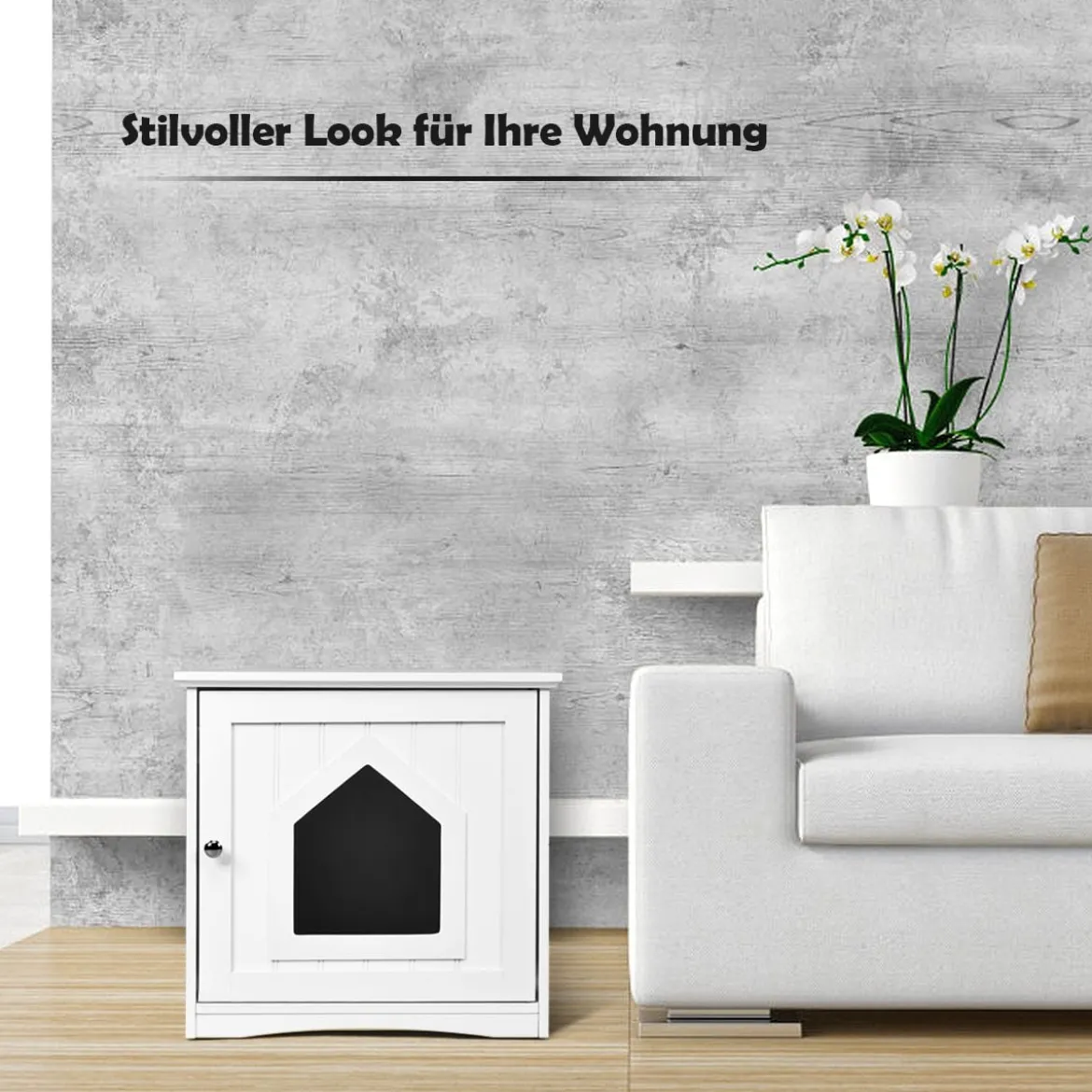 Katzenhaus Kleintierhaus Holz Katzenschrank Haustier Haus 51 x 49 x 47cm Weiß