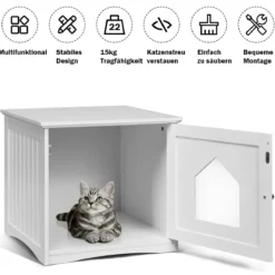 Katzenhaus Kleintierhaus Holz Katzenschrank Haustier Haus 51 x 49 x 47cm Weiß