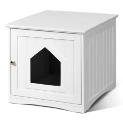Katzenhaus Kleintierhaus Holz Katzenschrank Haustier Haus 51 x 49 x 47cm Weiß